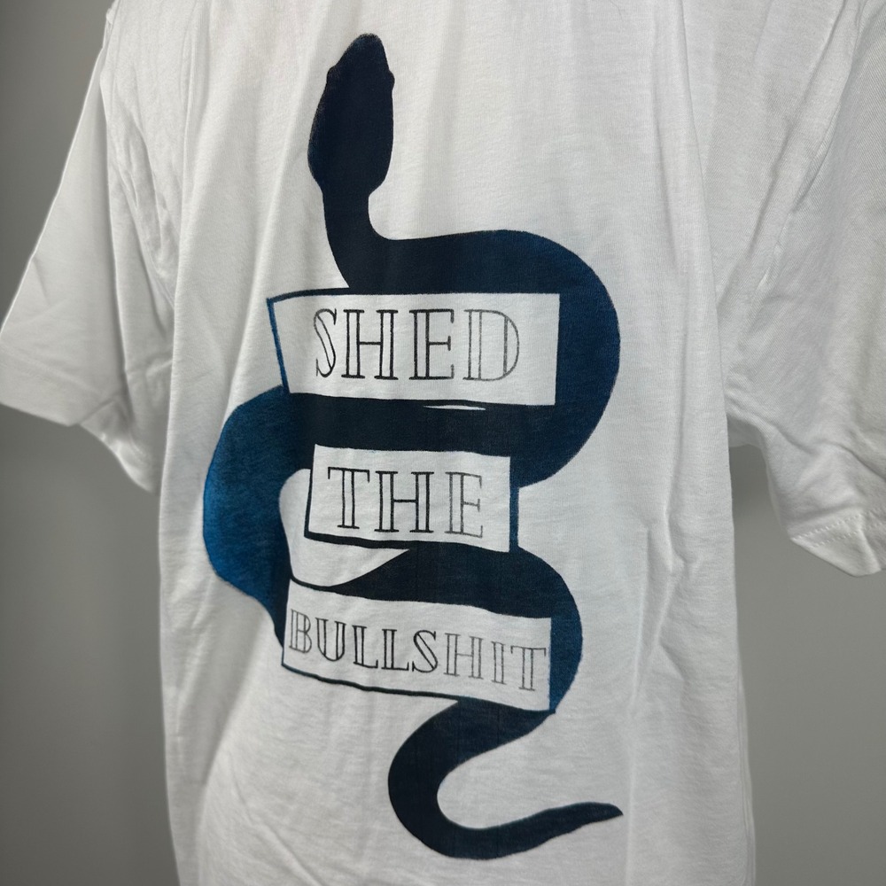 Inner‎ Thoughts Shed the BS Snake Tee with Blue Fade Detail - SIZE M - Picture 4 of 5